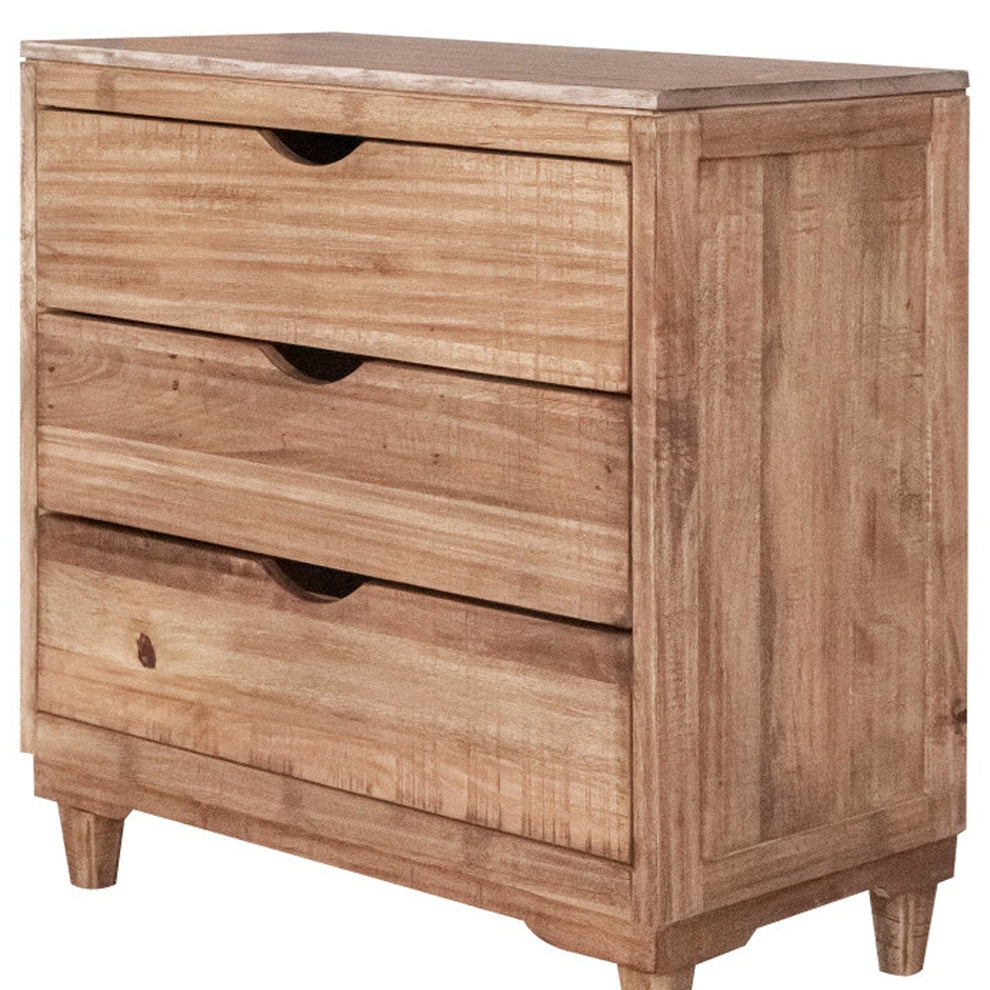 Natural Solid Wood Three Drawer Chest By Homeroots | Dressers | Modishstore - 3