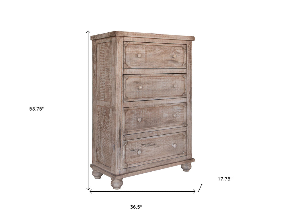 Natural Solid Wood Four Drawer Chest By Homeroots | Dressers | Modishstore - 4