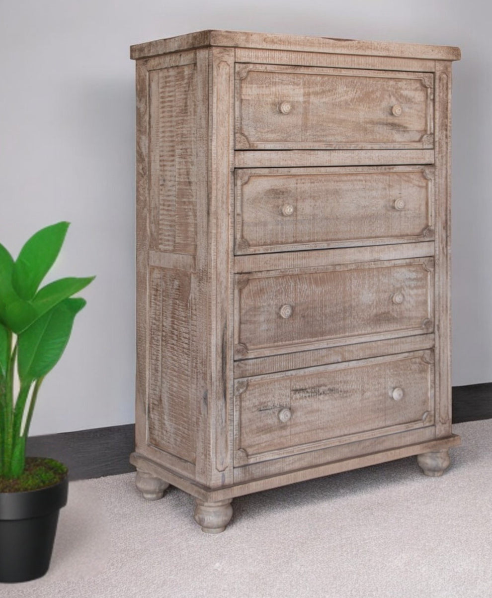 Natural Solid Wood Four Drawer Chest By Homeroots | Dressers | Modishstore - 5