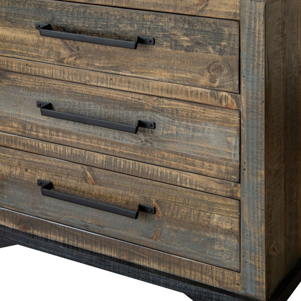Brown and Gray Solid Wood Three Drawer Chest By Homeroots | Dressers | Modishstore - 3