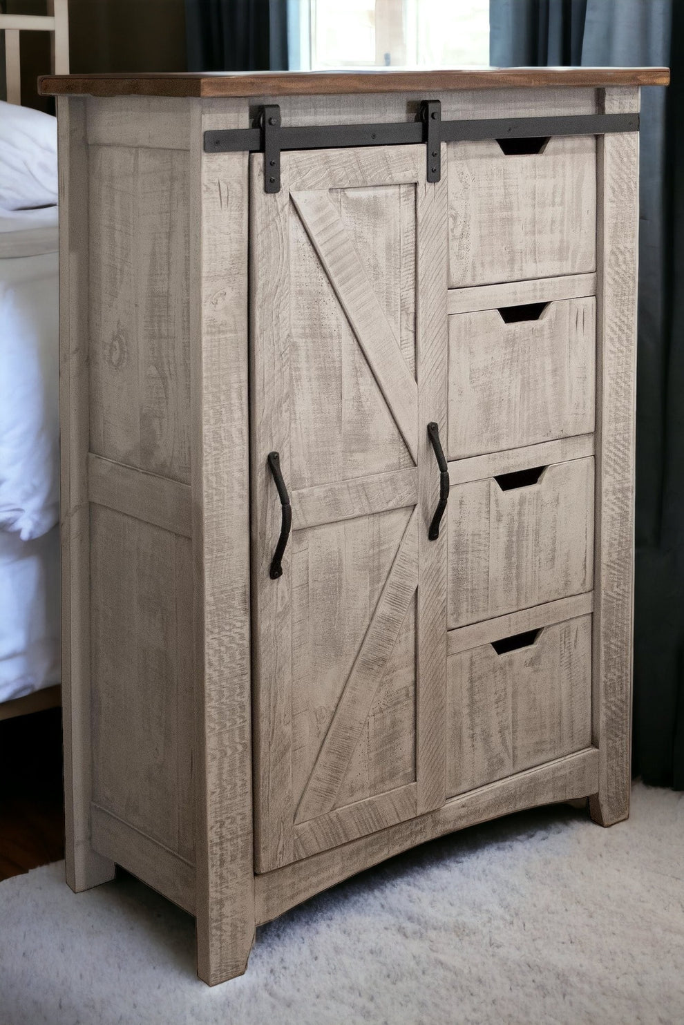 Light Gray Solid Wood Four Drawer Chest By Homeroots | Dressers | Modishstore - 4