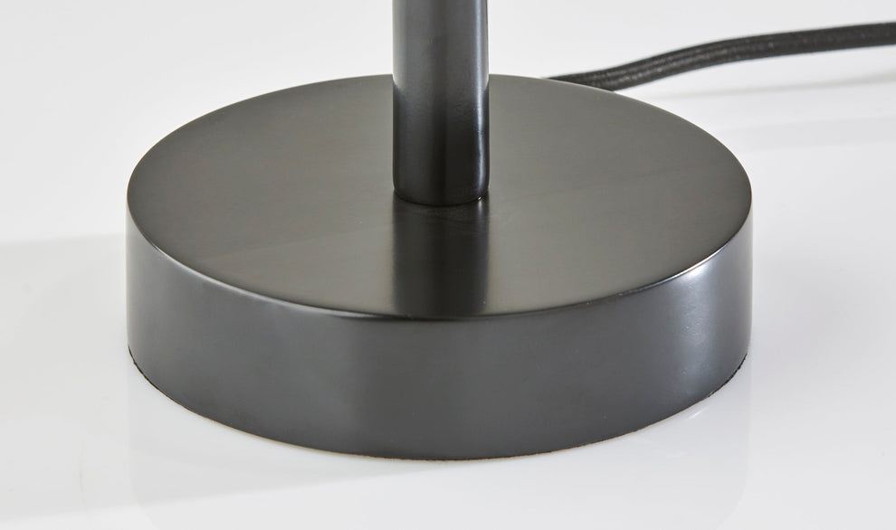 Black Solid Wood Round Table Lamp With Gray Drum Shade By Homeroots | Table Lamps | Modishstore - 2