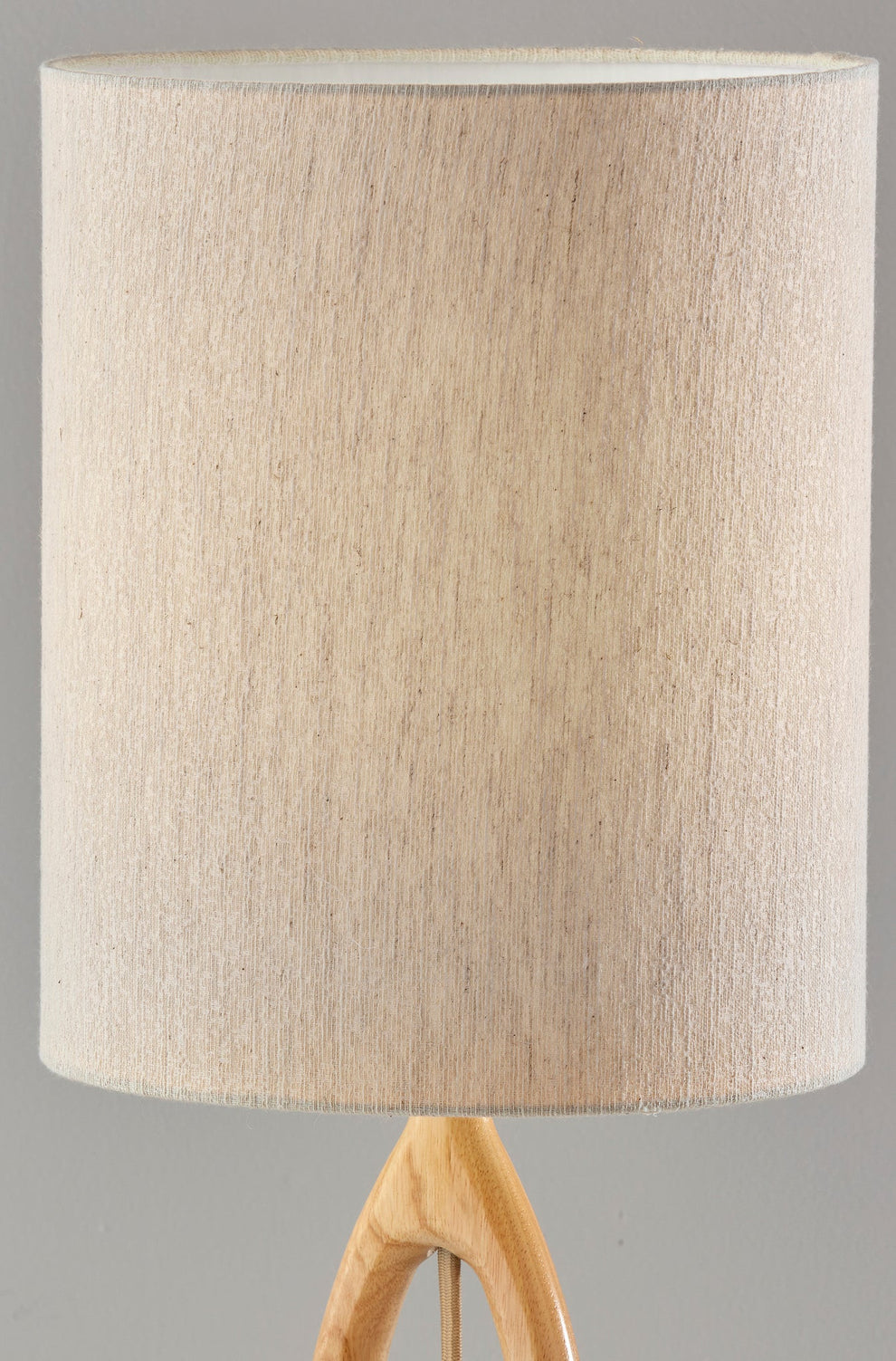 Natural Solid Wood Round Table Lamp With Beige Drum Shade By Homeroots | Table Lamps | Modishstore - 5