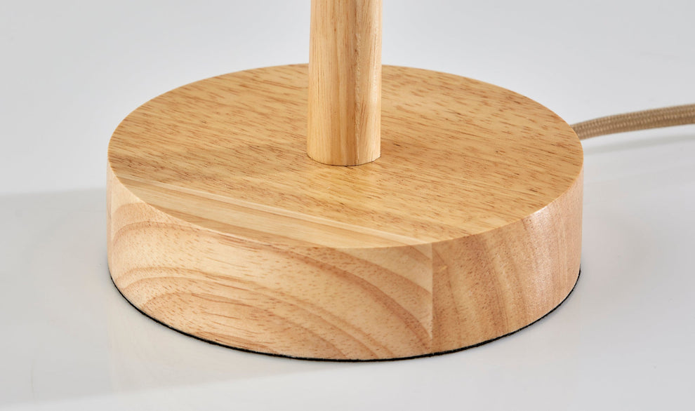Natural Solid Wood Round Table Lamp With Beige Drum Shade By Homeroots | Table Lamps | Modishstore - 6