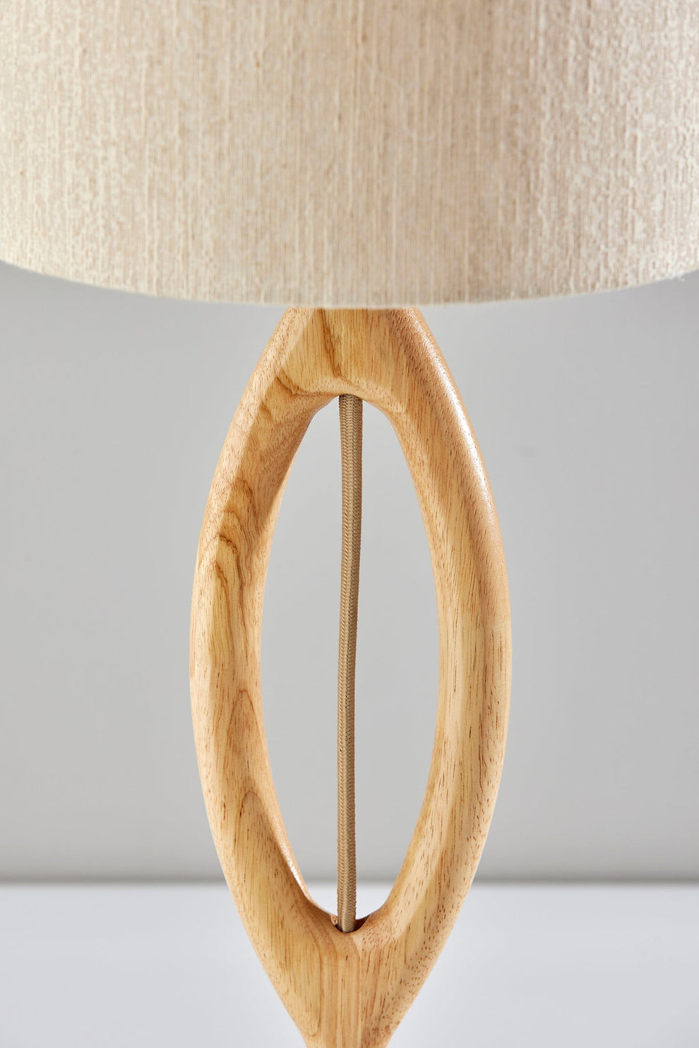 Natural Solid Wood Round Table Lamp With Beige Drum Shade By Homeroots | Table Lamps | Modishstore - 7