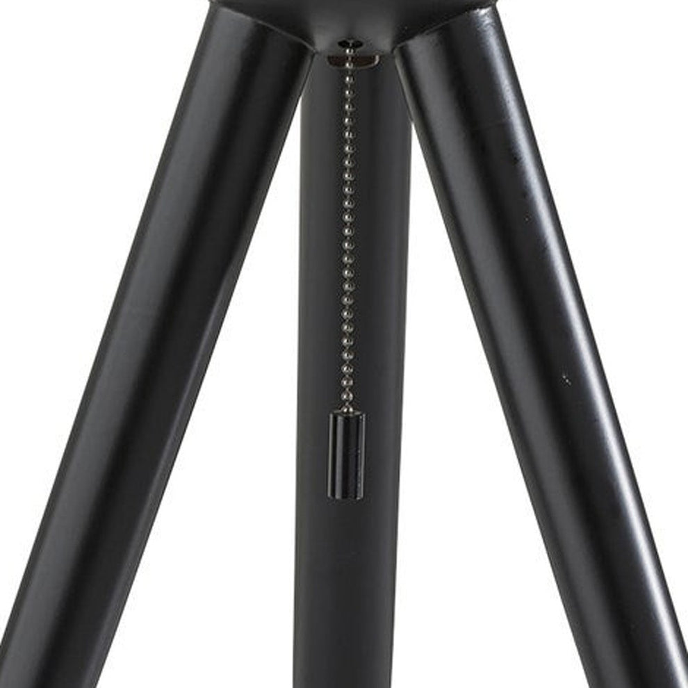 Black Solid Wood Tripod Table Lamp With White Ribbed Glass Shade By Homeroots | Table Lamps | Modishstore - 4