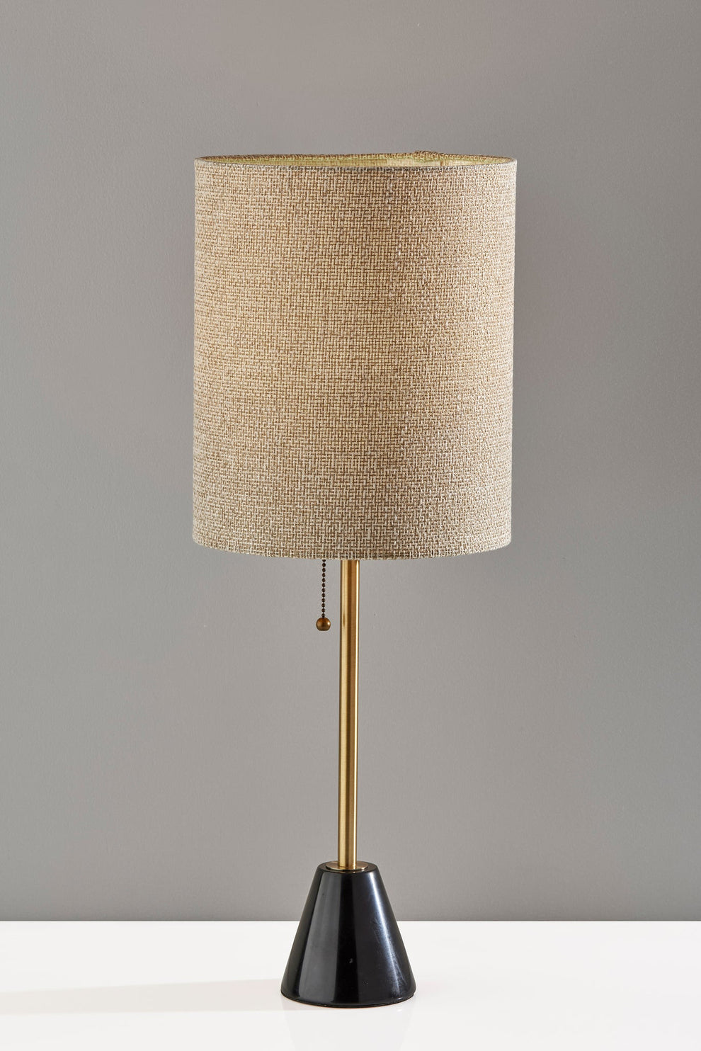 Black and Gold Marble and Metal Table Lamp With Beige Drum Shade By Homeroots | Table Lamps | Modishstore - 3