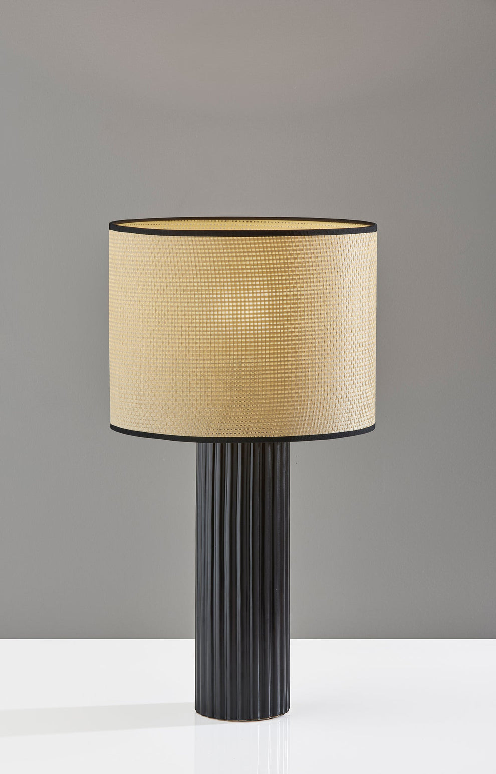 Black Ceramic Cylinder Table Lamp With Beige Drum Shade By Homeroots | Table Lamps | Modishstore - 5