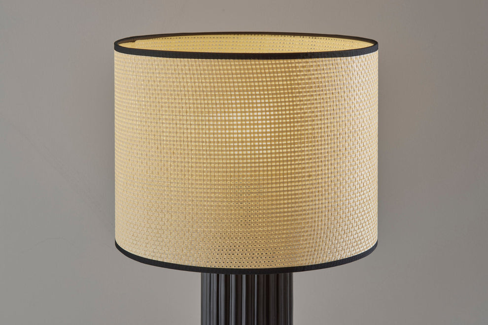 Black Ceramic Cylinder Table Lamp With Beige Drum Shade By Homeroots | Table Lamps | Modishstore - 7