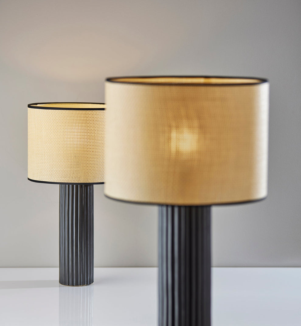 Black Ceramic Cylinder Table Lamp With Beige Drum Shade By Homeroots | Table Lamps | Modishstore - 8