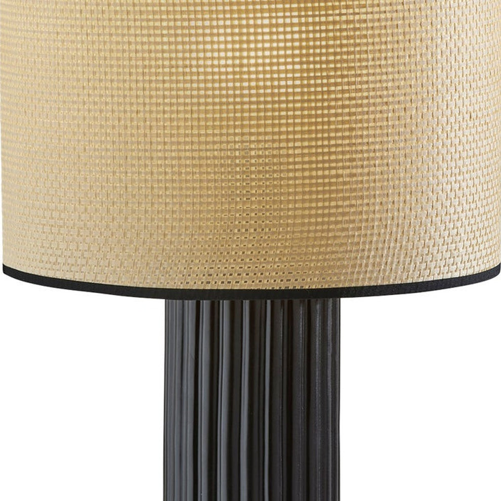 Black Ceramic Cylinder Table Lamp With Beige Drum Shade By Homeroots | Table Lamps | Modishstore - 4