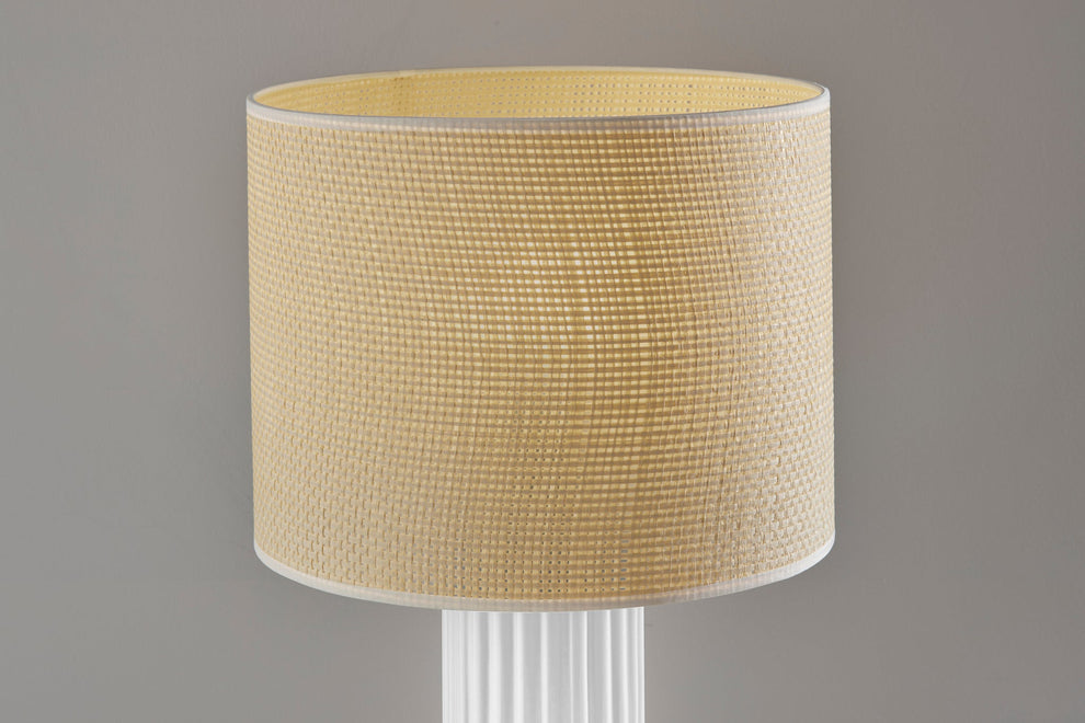 White Ceramic Cylinder Table Lamp With Beige Drum Shade By Homeroots | Table Lamps | Modishstore - 5