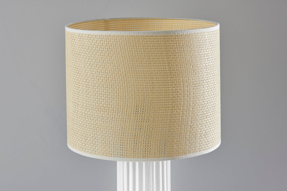 White Ceramic Cylinder Table Lamp With Beige Drum Shade By Homeroots | Table Lamps | Modishstore - 6