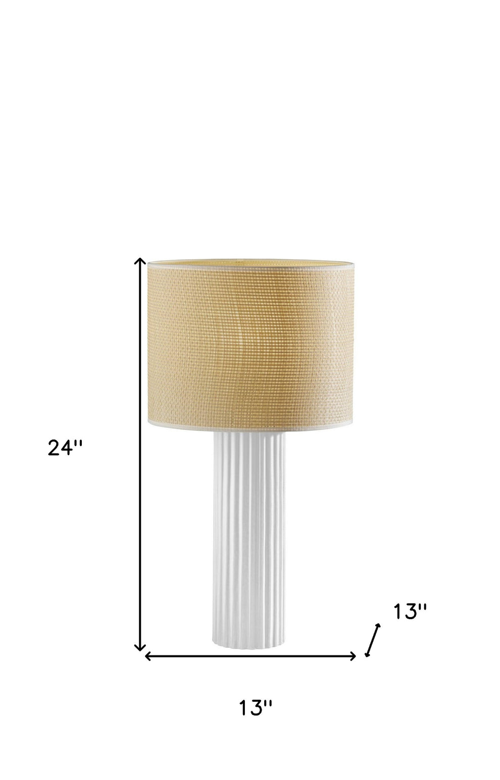 White Ceramic Cylinder Table Lamp With Beige Drum Shade By Homeroots | Table Lamps | Modishstore - 8