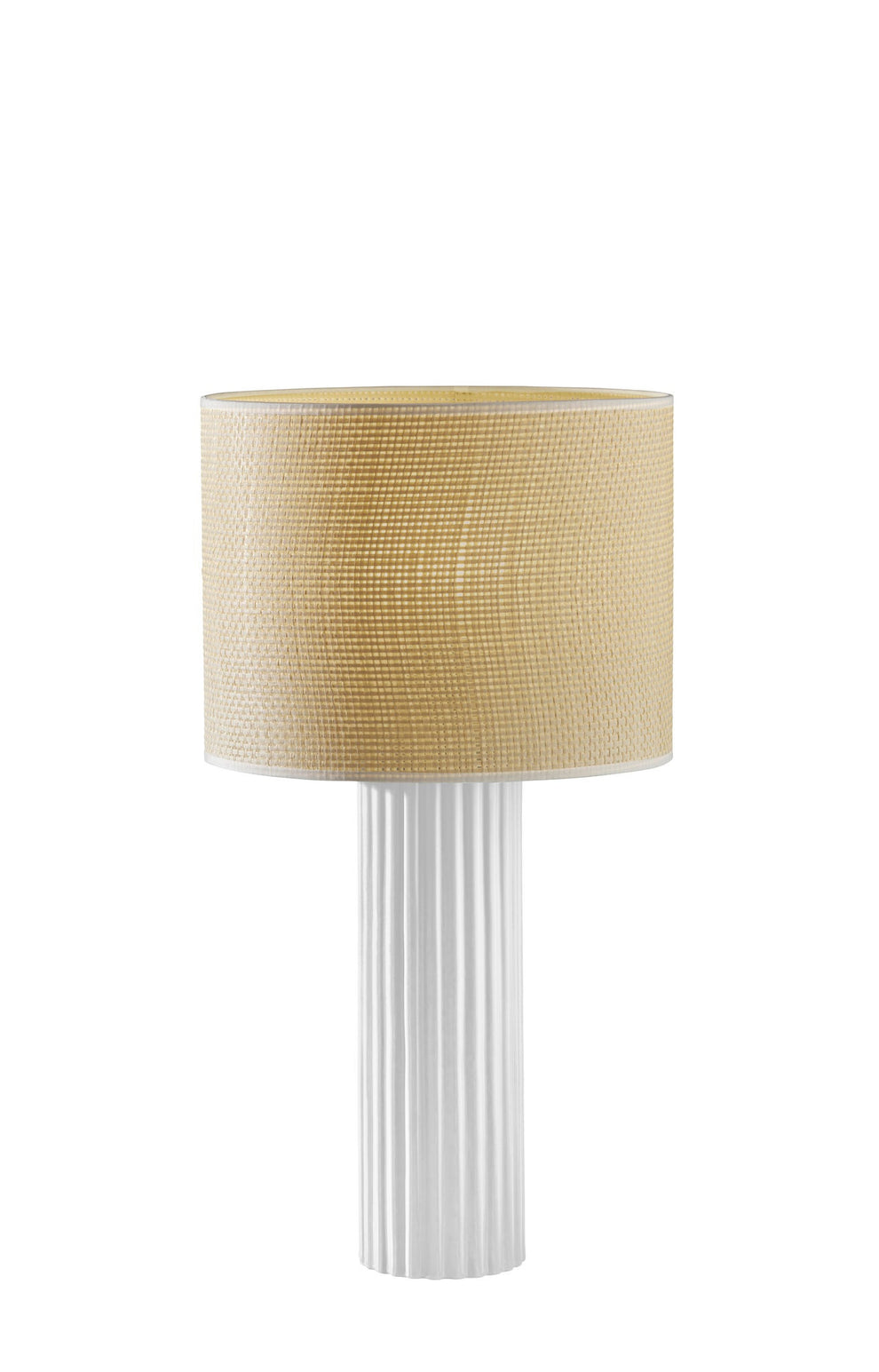 White Ceramic Cylinder Table Lamp With Beige Drum Shade By Homeroots | Table Lamps | Modishstore - 3
