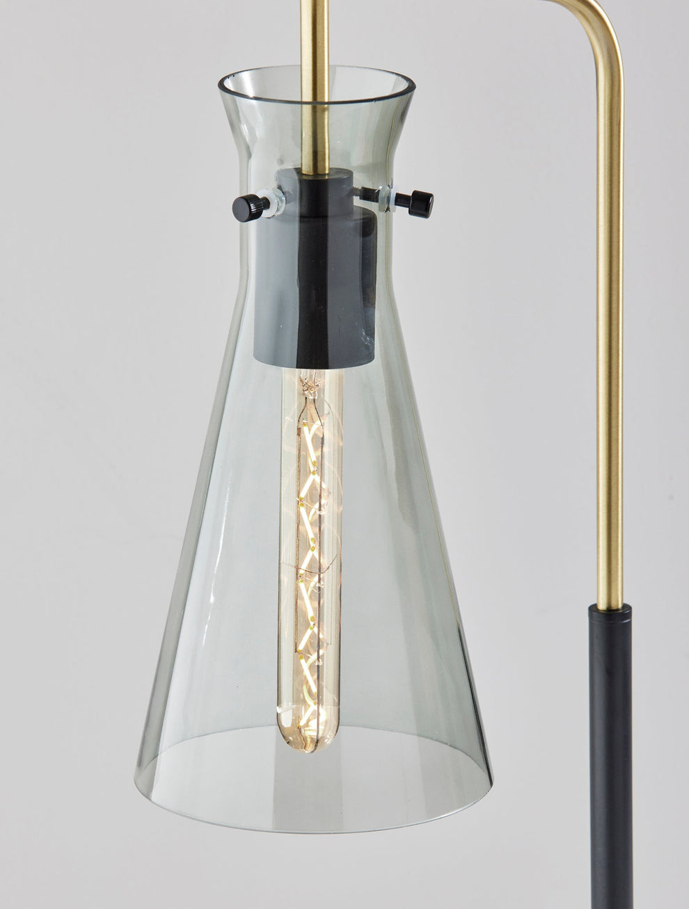 Black and Gold Metal Desk Lamp With Light Gray Cone Shade By Homeroots | Table Lamps | Modishstore - 4
