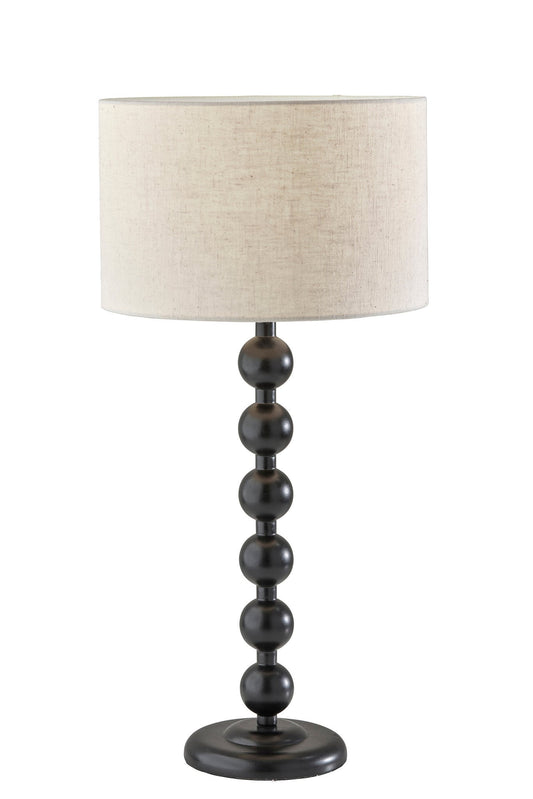 Black Solid Wood Candlestick Table Lamp With Off White Drum Shade By Homeroots | Table Lamps | Modishstore - 1
