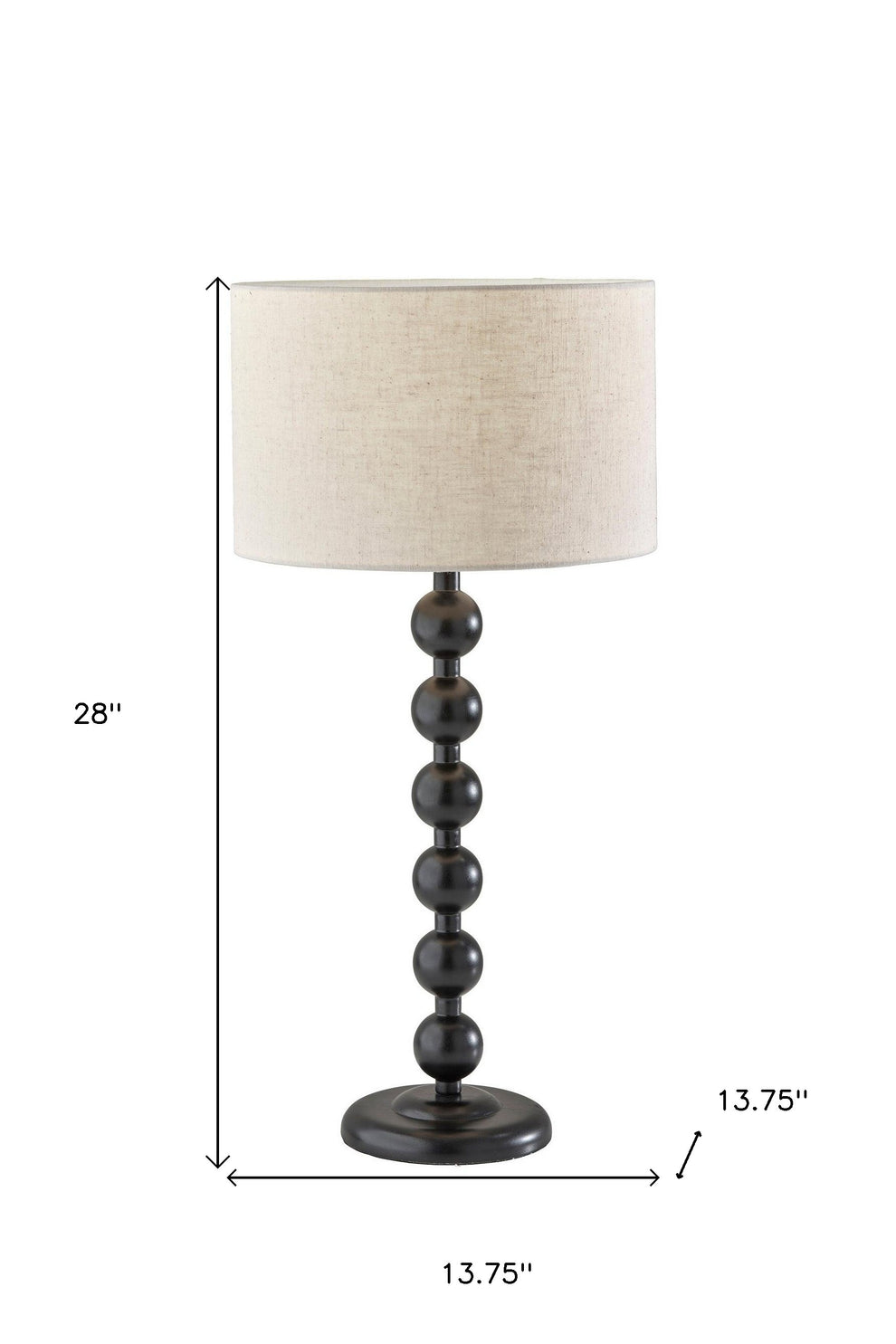 Black Solid Wood Candlestick Table Lamp With Off White Drum Shade By Homeroots | Table Lamps | Modishstore - 5