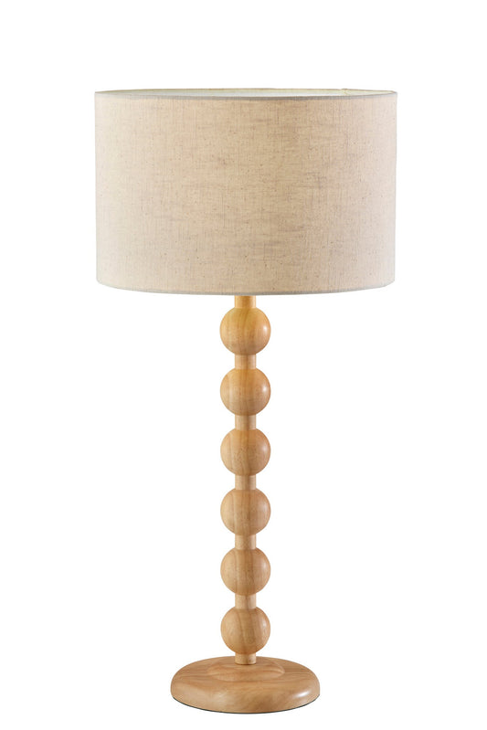 Brown Solid Wood Candlestick Table Lamp With Off White Drum Shade By Homeroots | Table Lamps | Modishstore - 1