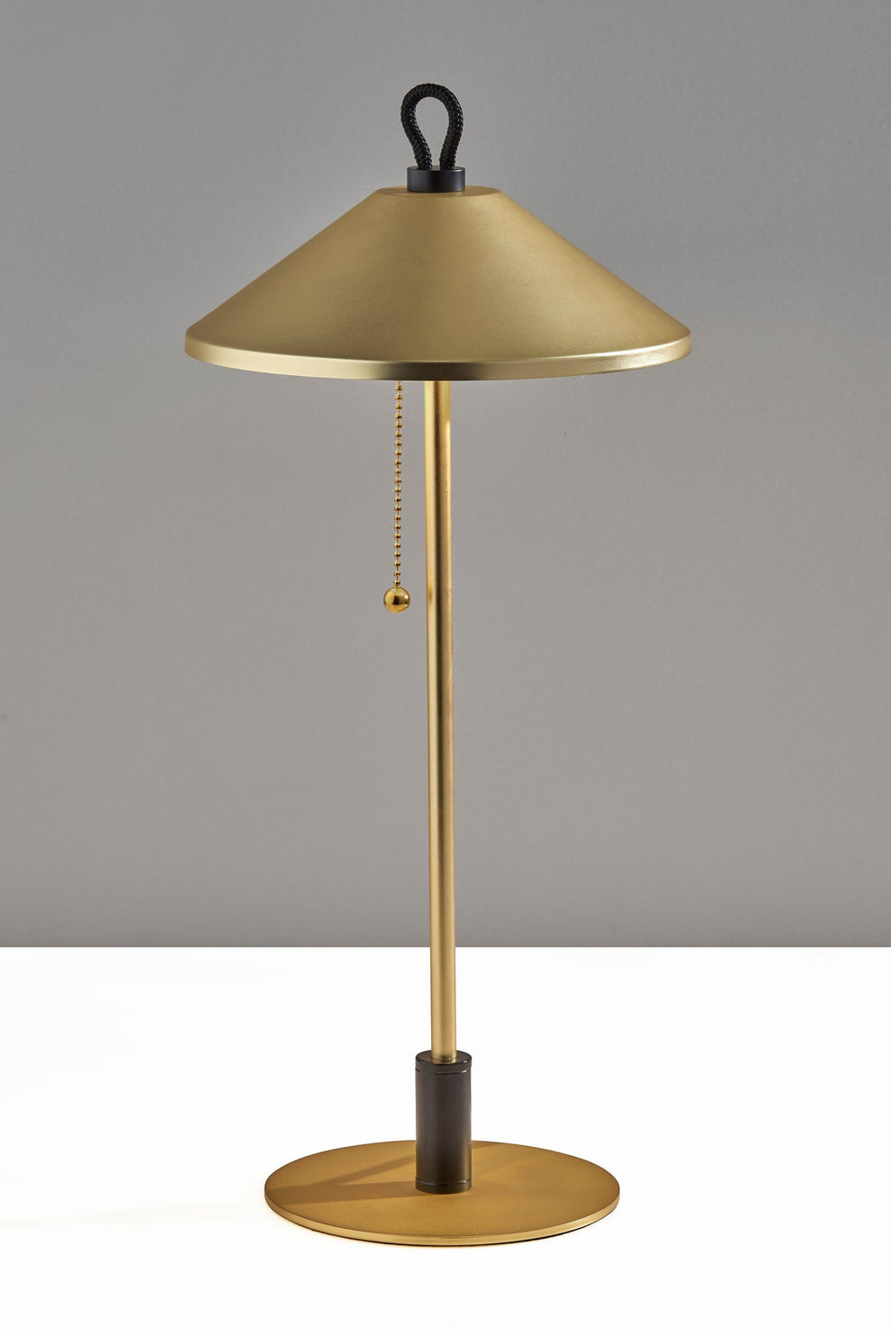 Black and Gold Metal Two Light Candlestick LED Table Lamp With Brass Cone Shade By Homeroots | Table Lamps | Modishstore - 6