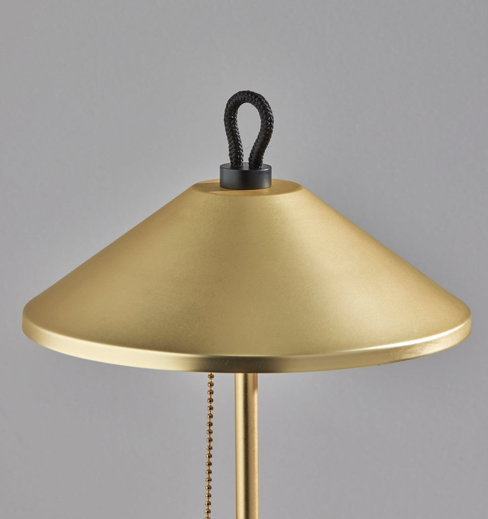 Black and Gold Metal Two Light Candlestick LED Table Lamp With Brass Cone Shade By Homeroots | Table Lamps | Modishstore - 7