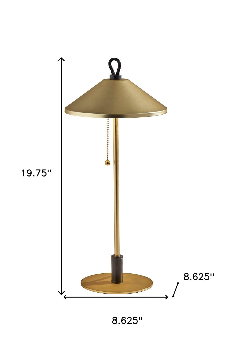 Black and Gold Metal Two Light Candlestick LED Table Lamp With Brass Cone Shade By Homeroots | Table Lamps | Modishstore - 8