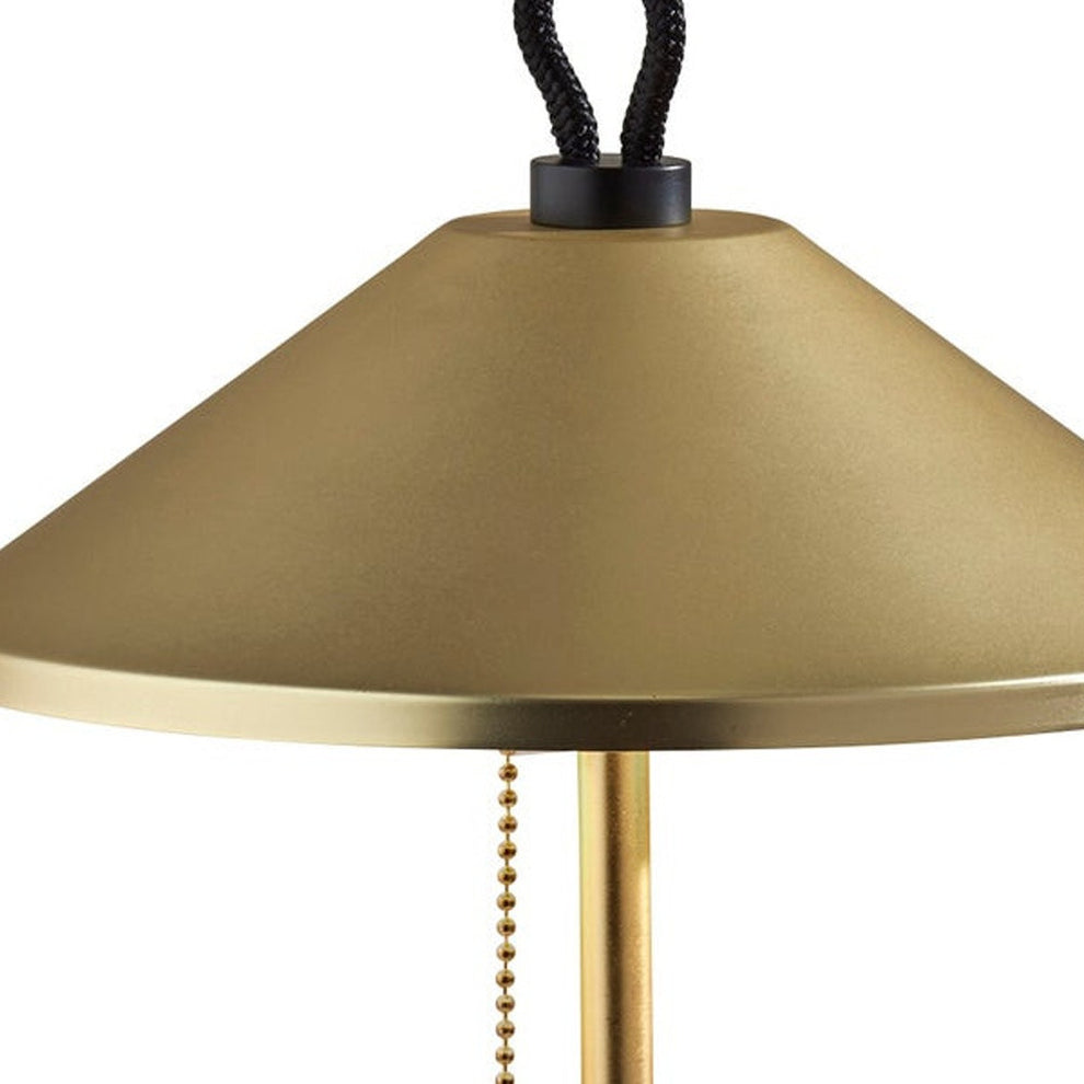 Black and Gold Metal Two Light Candlestick LED Table Lamp With Brass Cone Shade By Homeroots | Table Lamps | Modishstore - 3