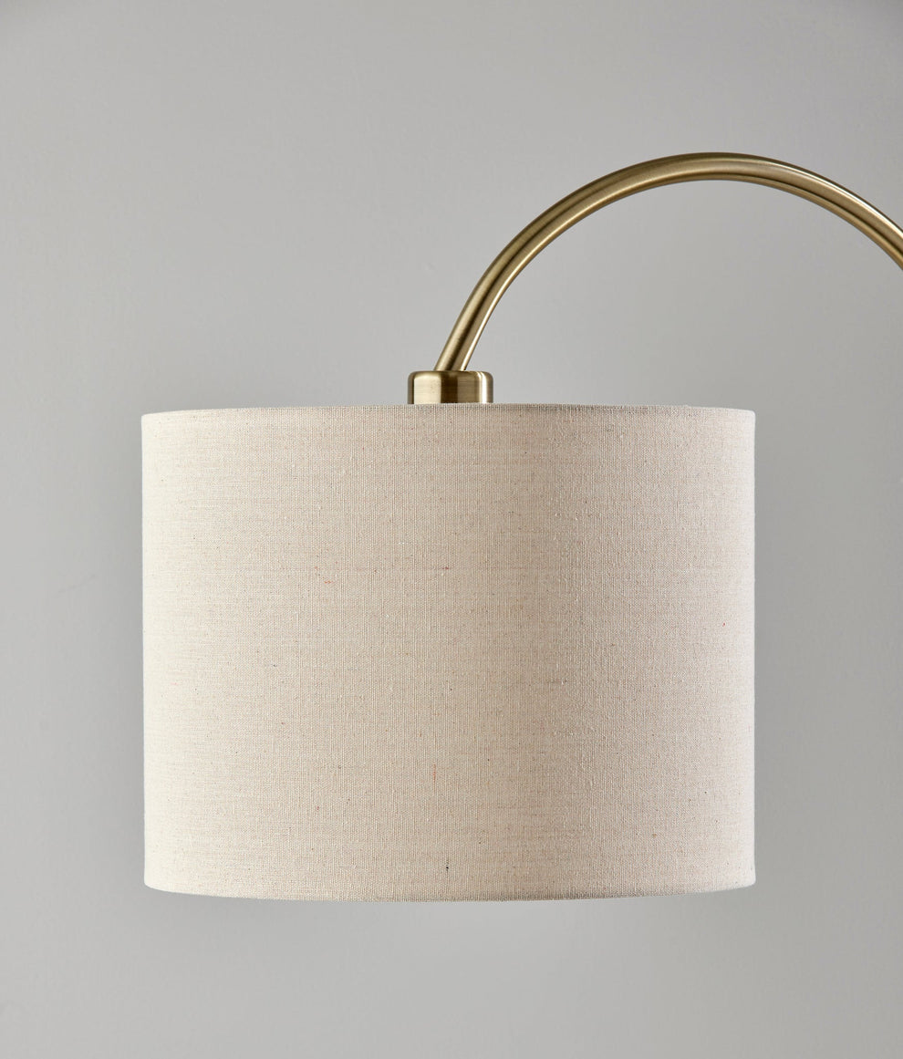 Antiqued Brass Metal Adjustable Arched Lamp With Beige Drum Shade By Homeroots | Table Lamps | Modishstore - 7