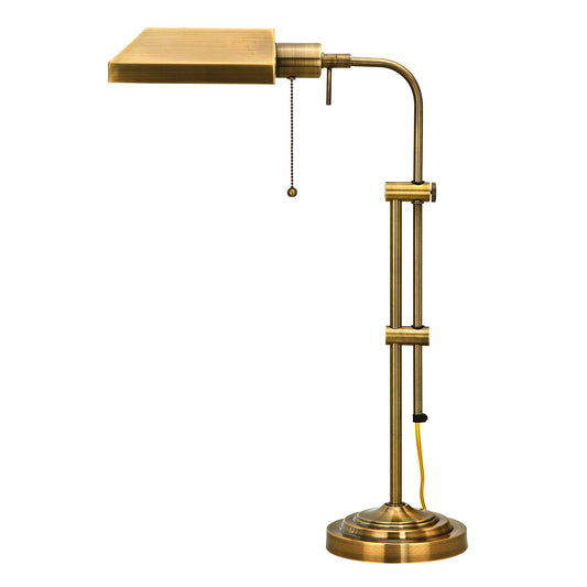 Bronze Metal Adjustable Table Lamp With Antiqued Brass Rectangular Shade By Homeroots | Table Lamps | Modishstore - 1