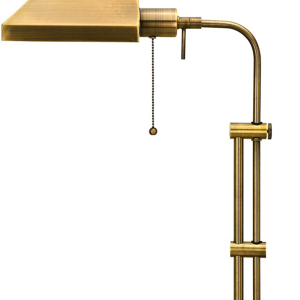 Bronze Metal Adjustable Table Lamp With Antiqued Brass Rectangular Shade By Homeroots | Table Lamps | Modishstore - 4