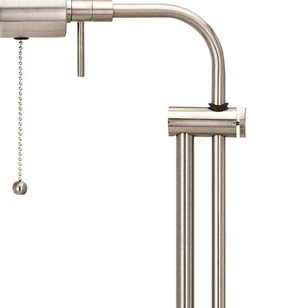 Nickel Metal Adjustable Table Lamp With Nickel Rectangular Shade By Homeroots | Table Lamps | Modishstore - 5