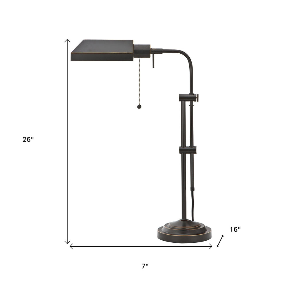Bronze Metal Adjustable Table Lamp With Bronze Rectangular Shade By Homeroots | Table Lamps | Modishstore - 5