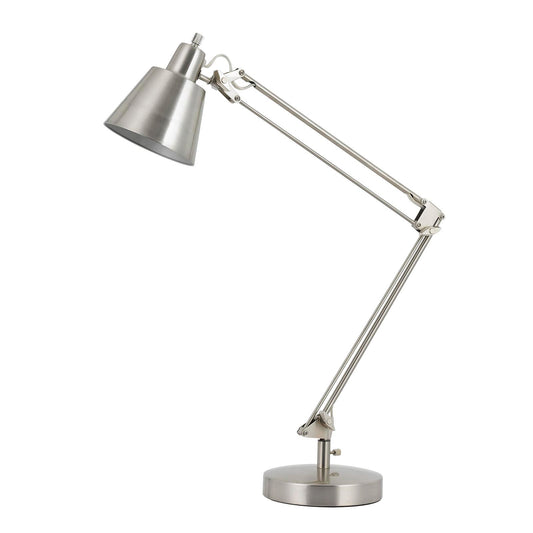 Nickel Metal Desk Table Lamp With Nickel Cone Shade By Homeroots | Table Lamps | Modishstore - 1