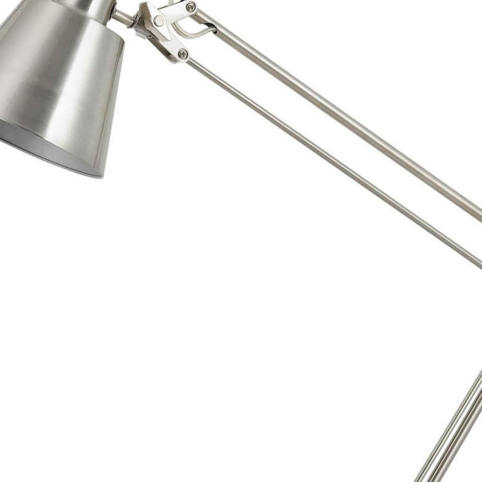 Nickel Metal Desk Table Lamp With Nickel Cone Shade By Homeroots | Table Lamps | Modishstore - 3