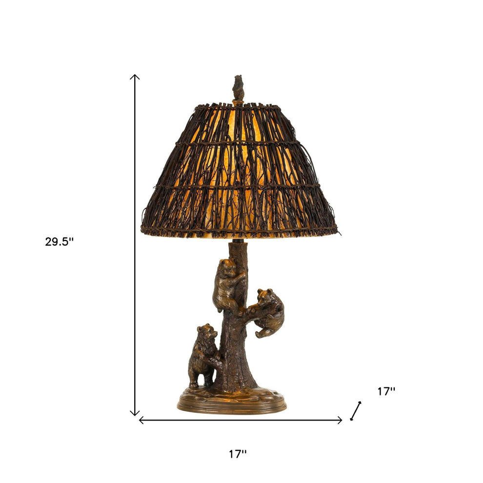 Bronze Table Lamp With Brown Empire Shade By Homeroots | Table Lamps | Modishstore - 5