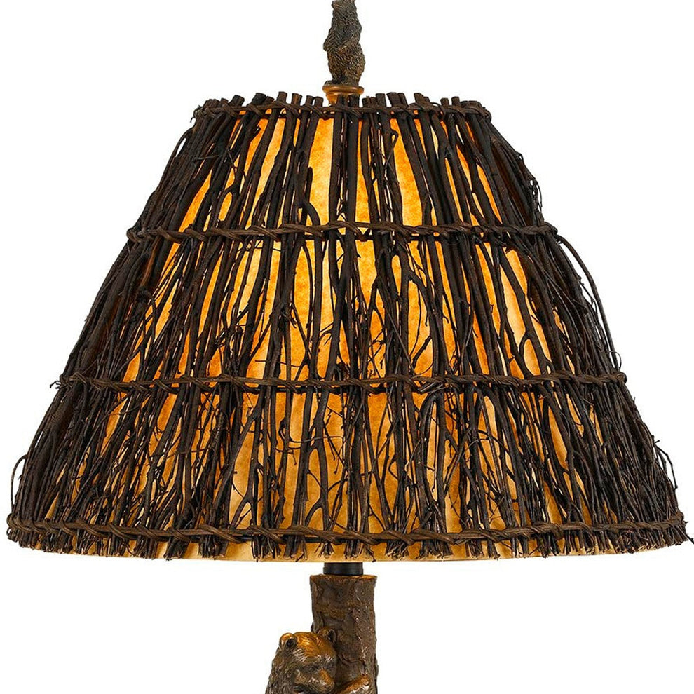 Bronze Table Lamp With Brown Empire Shade By Homeroots | Table Lamps | Modishstore - 4