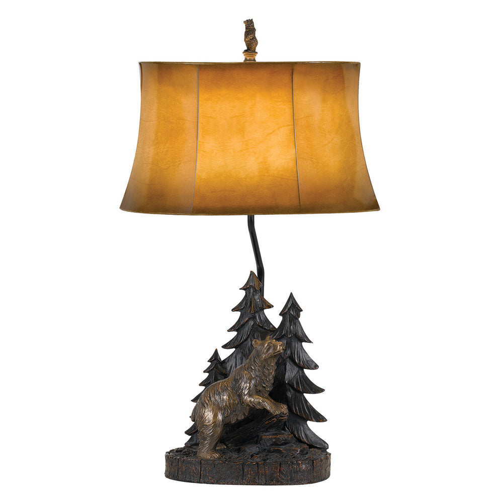 Antiqued Bronze Novelty Table Lamp With Brown Bell Shade By Homeroots | Table Lamps | Modishstore - 2