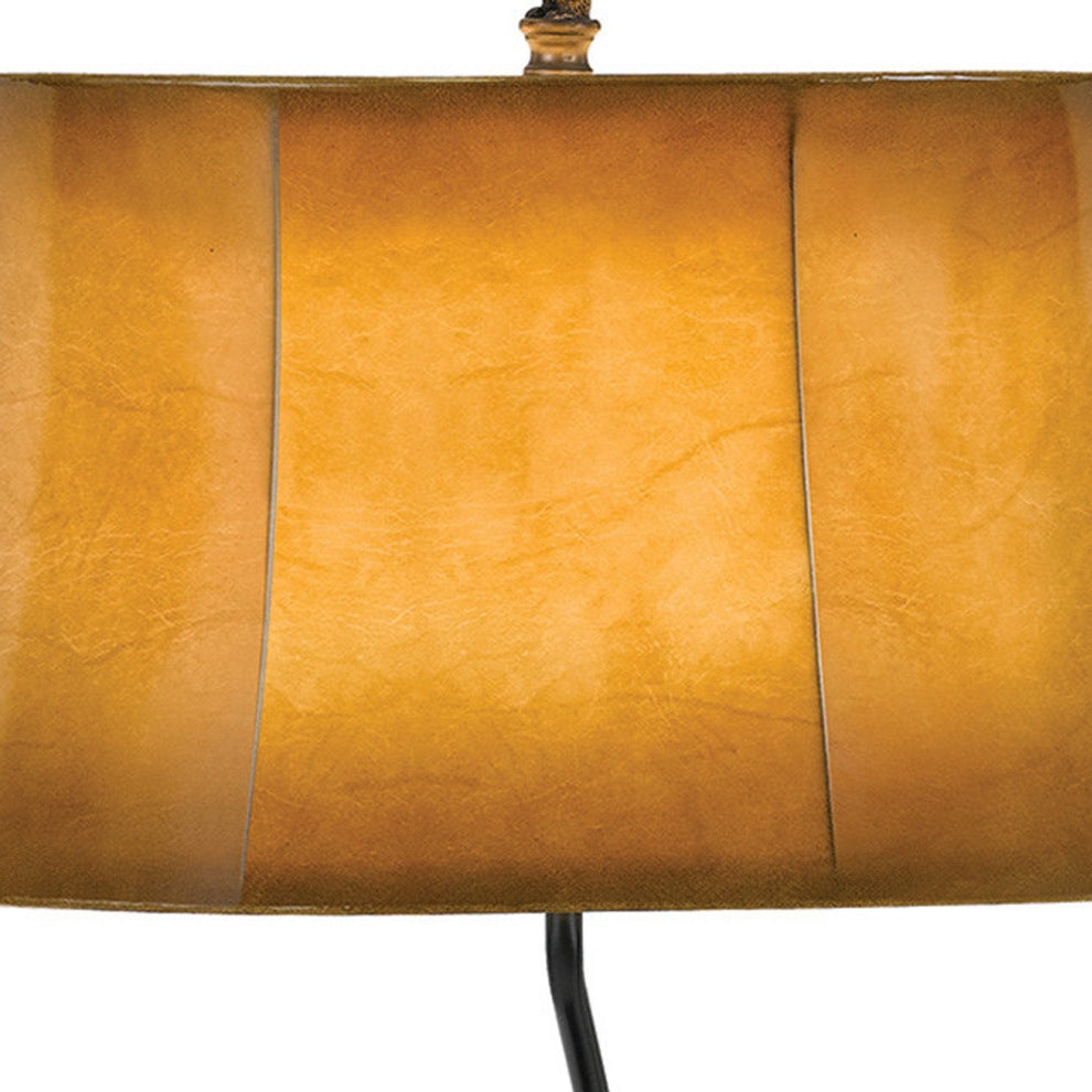Antiqued Bronze Novelty Table Lamp With Brown Bell Shade By Homeroots | Table Lamps | Modishstore - 3