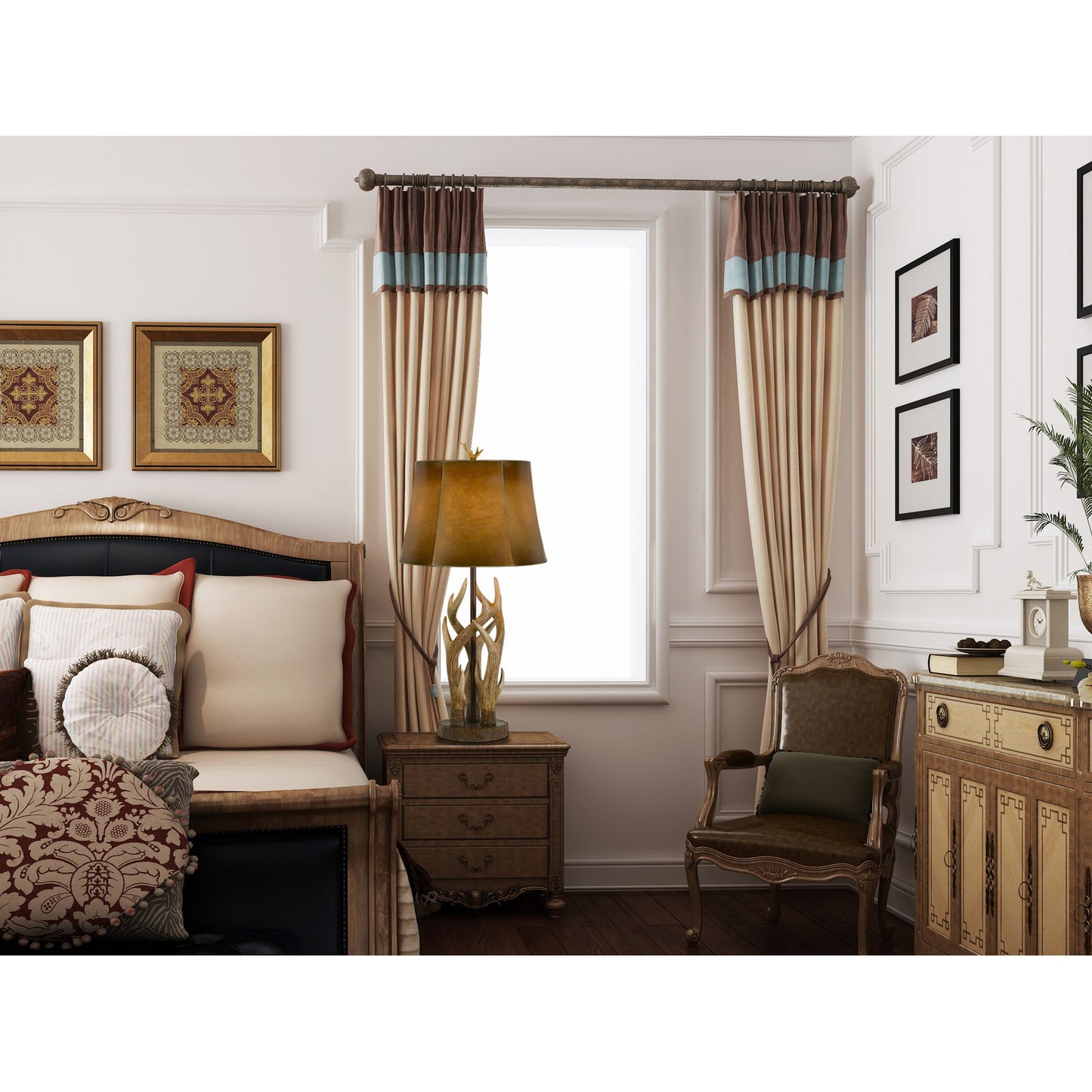 Brown Antlers Table Lamp With Brown Drum Shade By Homeroots | Table Lamps | Modishstore - 3