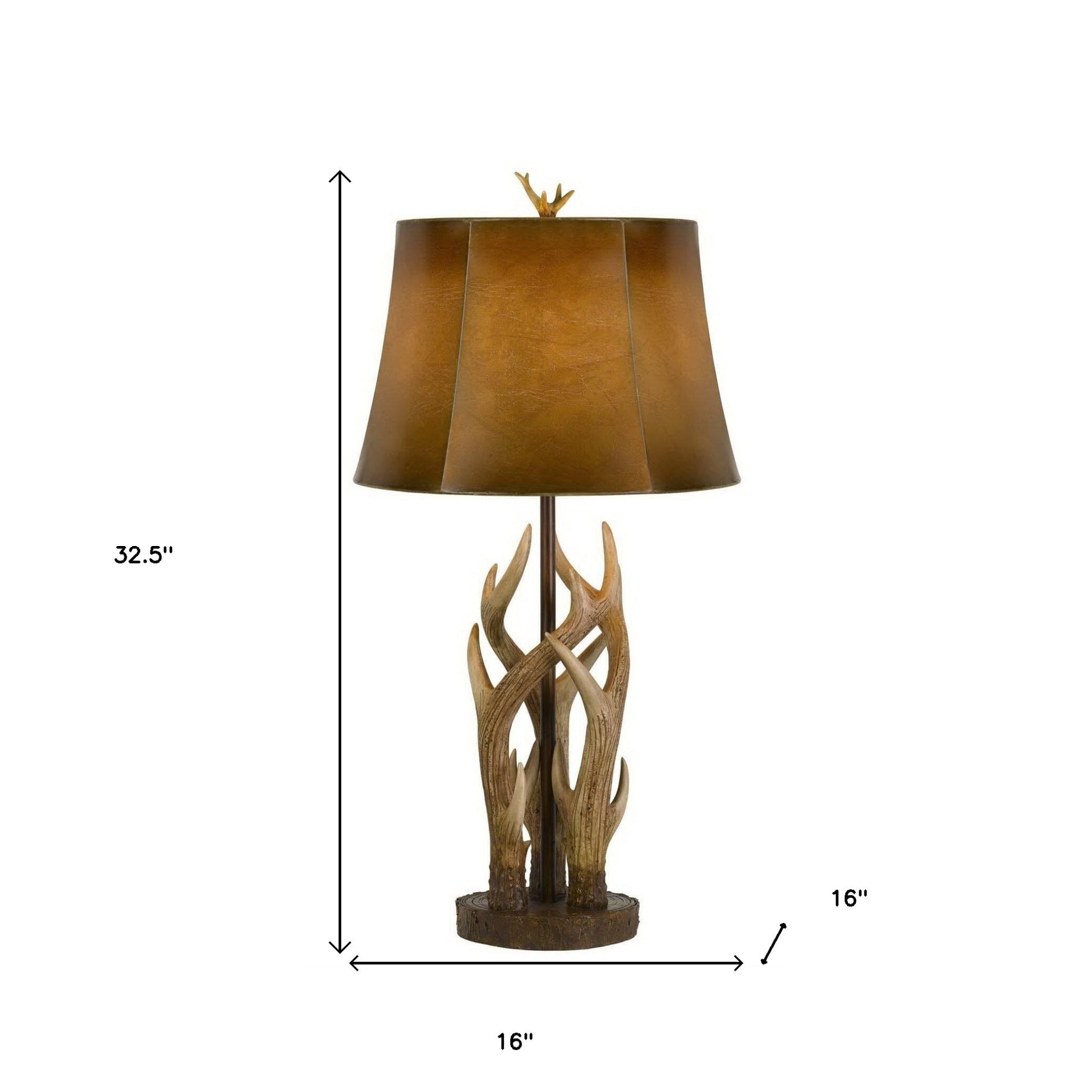 Brown Antlers Table Lamp With Brown Drum Shade By Homeroots | Table Lamps | Modishstore - 5