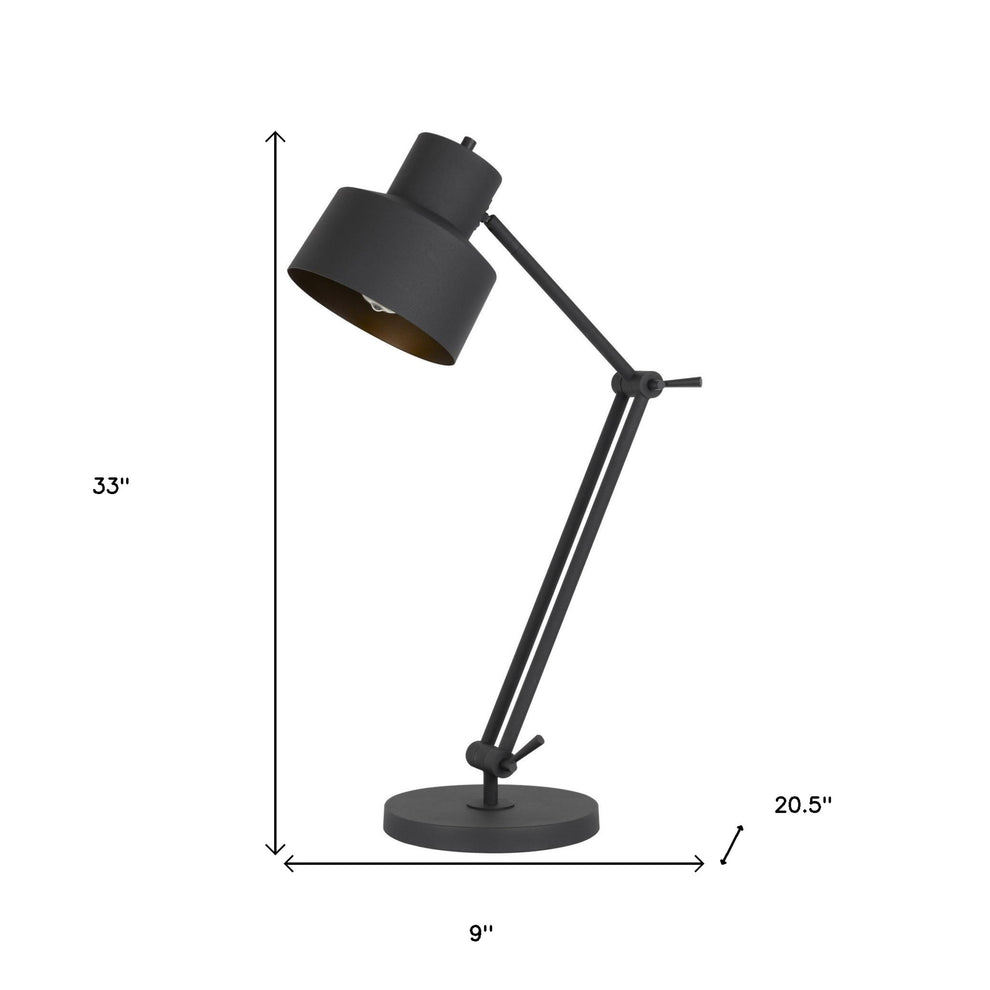 Black Metal Adjustable Desk Table Lamp By Homeroots | Table Lamps | Modishstore - 3