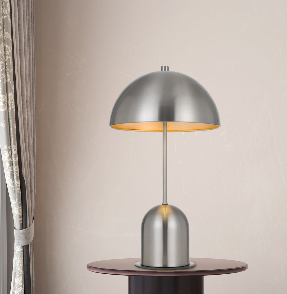 Nickel Metal Desk Table Lamp With Nickel Dome Shade By Homeroots | Table Lamps | Modishstore - 2