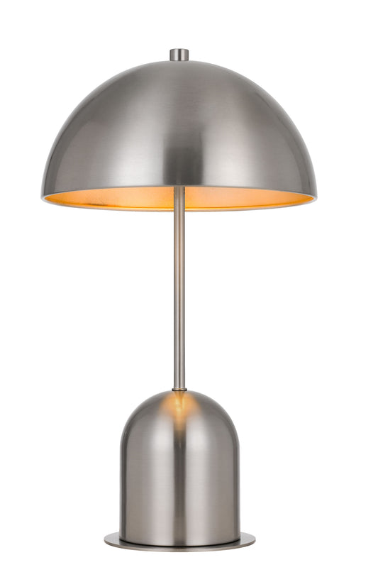 Nickel Metal Desk Table Lamp With Nickel Dome Shade By Homeroots | Table Lamps | Modishstore - 1