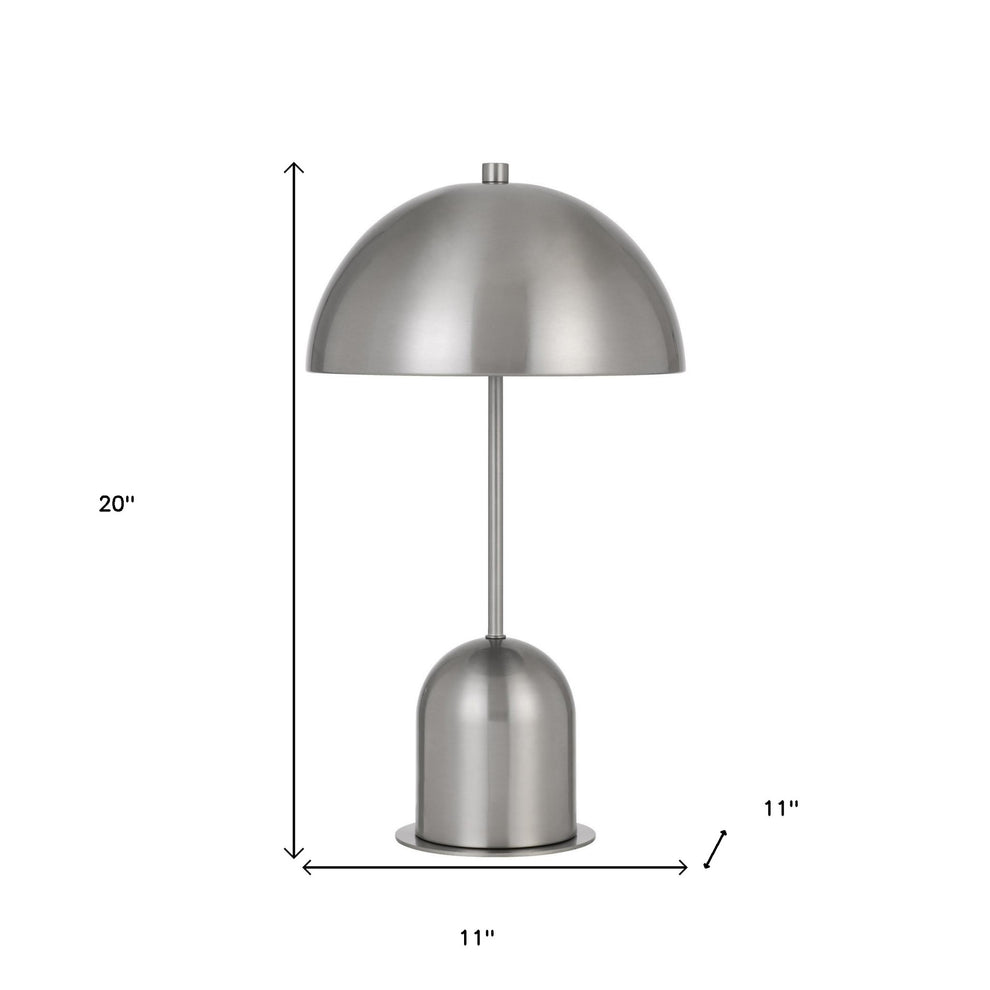 Nickel Metal Desk Table Lamp With Nickel Dome Shade By Homeroots | Table Lamps | Modishstore - 3