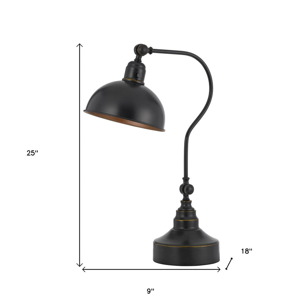 Distressed Gray Metal Adjustable Desk Lamp With Gray Dome Shade By Homeroots | Table Lamps | Modishstore - 4