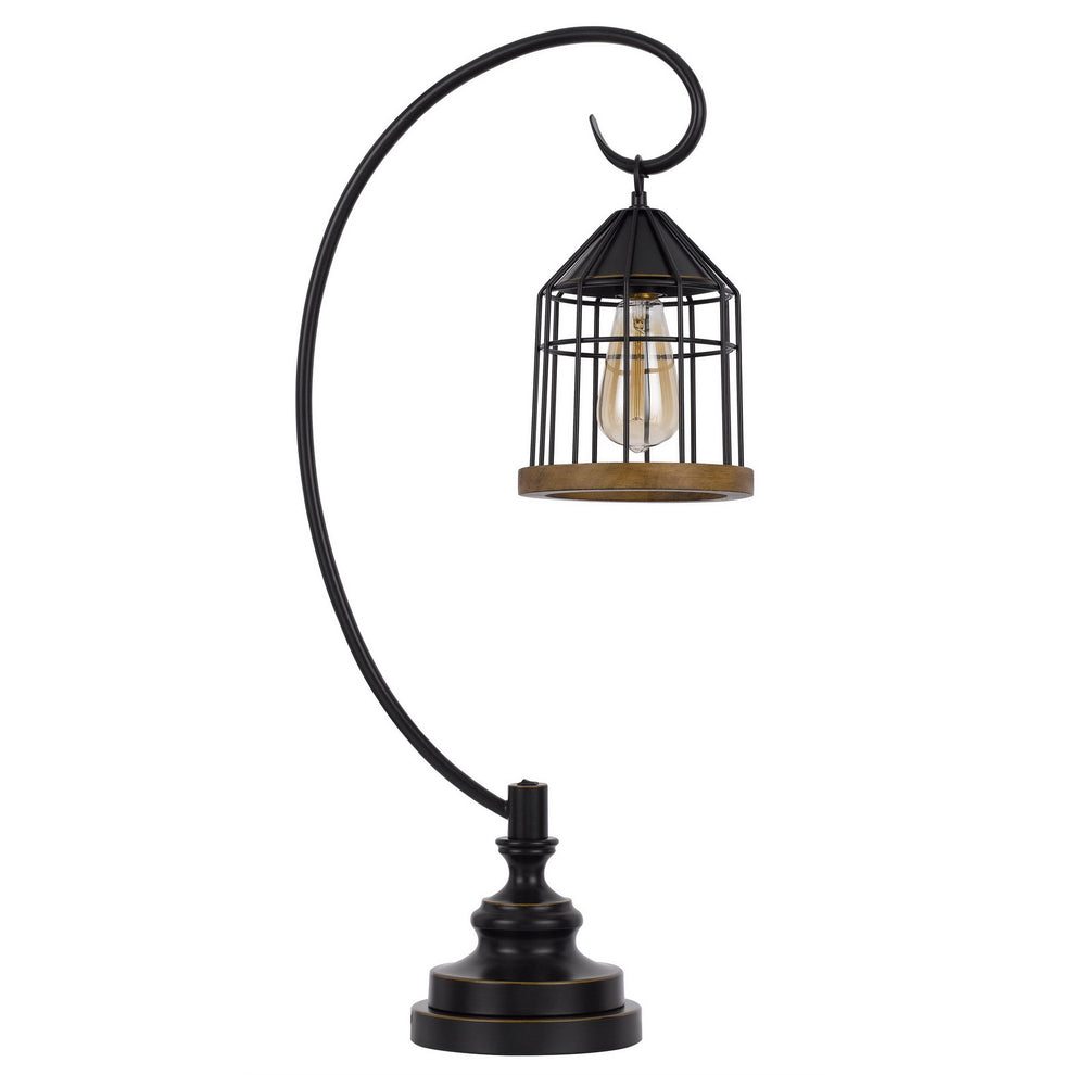 Bronze Metal Table Lamp With Bronze Cage Shade By Homeroots | Table Lamps | Modishstore - 5