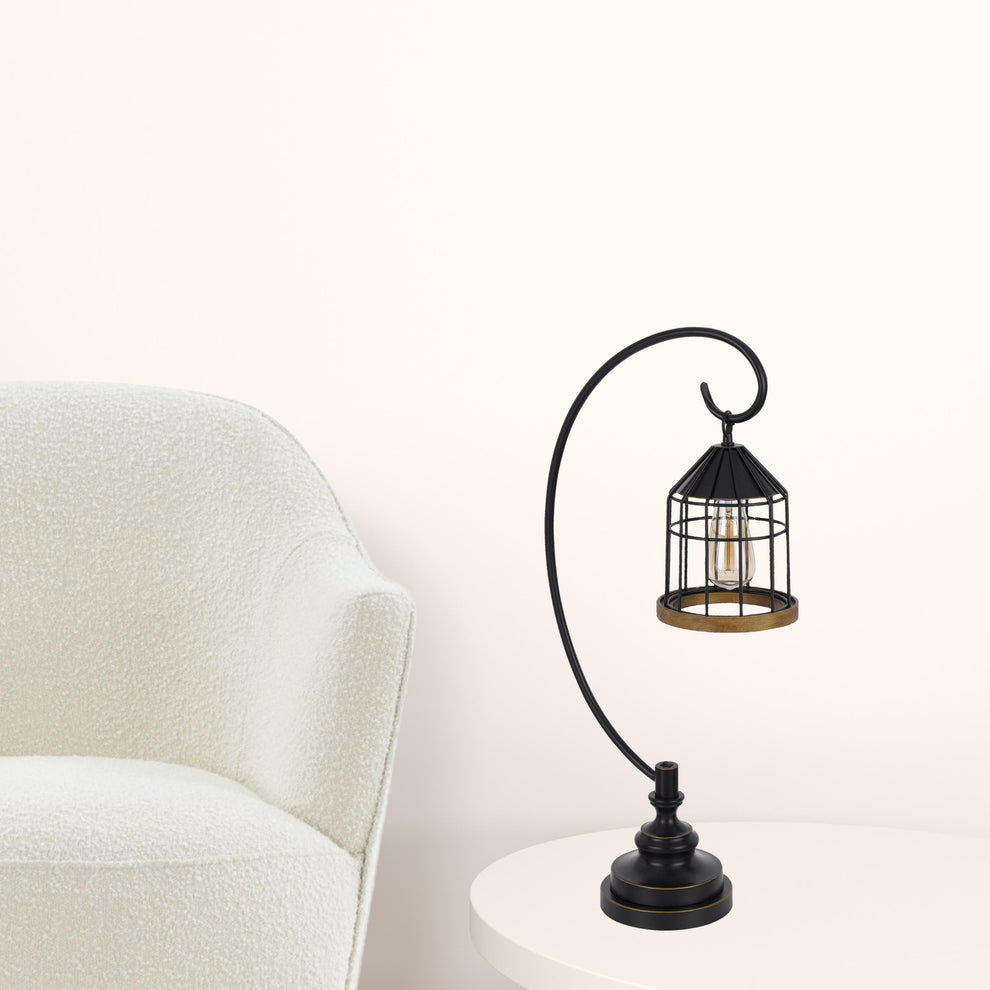 Bronze Metal Table Lamp With Bronze Cage Shade By Homeroots | Table Lamps | Modishstore - 6