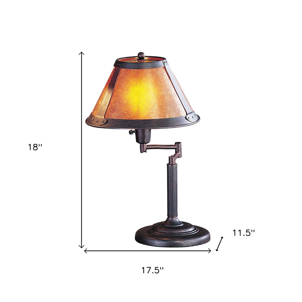 Gray Metal Candlestick Table Lamp With Amber Empire Shade By Homeroots | Table Lamps | Modishstore - 3