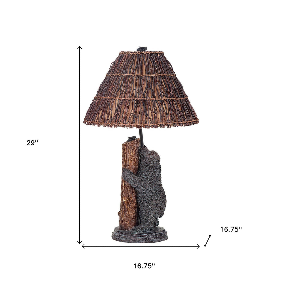 Gray Novelty Table Lamp With Brown Empire Shade By Homeroots | Table Lamps | Modishstore - 3