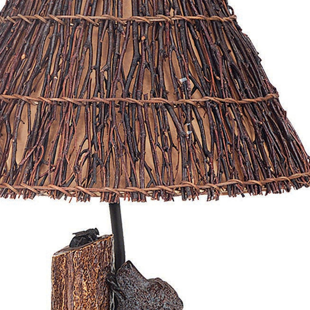 Gray Novelty Table Lamp With Brown Empire Shade By Homeroots | Table Lamps | Modishstore - 5